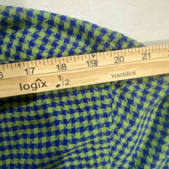 Robert Graham Flip Cuff Shirt Mens XL Green & Blue Geometric Preppy - Picture 12 of 15